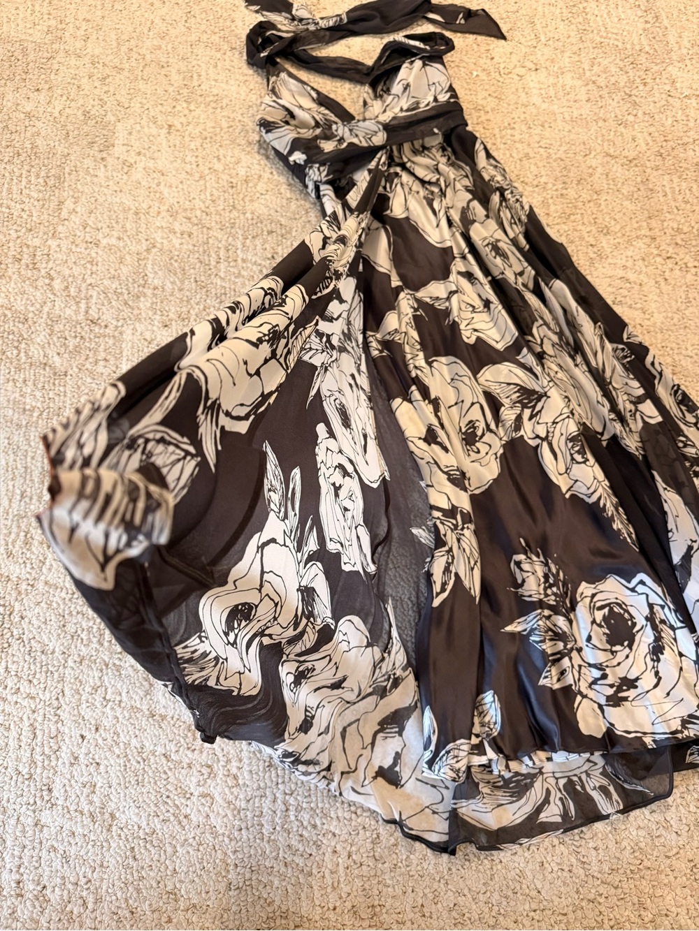 Charcoal Gray & White Floral Halter Maxi Dress - Picture 9 of 15